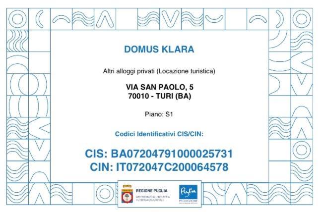 Bed and Breakfast Domus Klara Turi Exterior foto